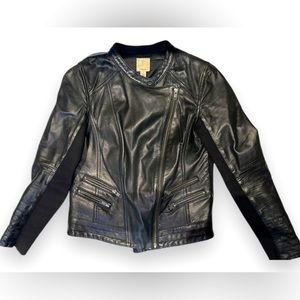 Halogen, 100% Genuine Leather Moto Jacket - Size Small - Black